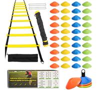 ZTWLEED Football Entrainement Kit,Accessoires d'entraînement de Football Échelle de Rythme 6 Mètres,40 Cônes de Disque Plot Sport,Jeux D'EntraîNement pour La Vitesse et L'Agilité