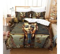 ZUAKLEVCV Impression 3D Housse De Couette Respirant Egyptian Le Pharaon Housse Couette Antibactérien 3 Pièces avec Fermeture Éclair Literie pour La Chambre des Enfants Double(200x200cm)