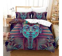 ZUAKLEVCV Le Pharaon Parure De Lit,Microfibre Parure De Lit pour Garçons Et Filles, 3 Pièces 3D Housse De Couette +Taie d'oreiller Et Fermeture Éclair Double(200x200cm)