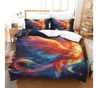 ZUAKLEVCV Parure De Lit en Le Phoenix, Microfibre 3 Pièces Housse De Couette, 3D avec Taie d'oreiller Et Fermeture Eclair pour Garçons Et Filles Single（140x200cm）