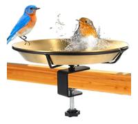 Zuasdvnk Bac à oiseaux monté sur terrasse, bac à oiseaux avec rampe, Bain d'oiseaux avec garde-corps pour balcon, Mangeoire à oiseaux réglable montée sur pont avec pince