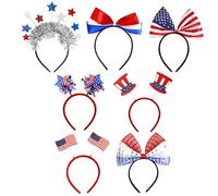 Zuasdvnk Bandeau du 4 juillet, bandeau patriotique,Accessoires de cheveux Rouge Blanc Blue Breau du Blue - Décorations patriotiques Ensemble de 7 cerceaux de cheveux pour le 4 juillet Memorial