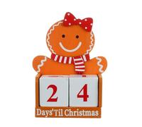 Zuasdvnk Calendrier du compte à rebours de Noël, blocs de bois, calendrier avec blocs de bois pour bureau - Calendrier de l'Avent de bureau avec petit homme de pain en blocs de bois -