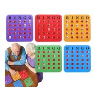 Zuasdvnk Cartes De Bingo pour Seniors - Jeu de 5 Cartes à Obturateurs pour Partie Ludique,Jeu Tactile Stimulant pour Réunions Scolaires Bureau Voyage Camping et Maison