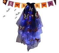 Zuasdvnk Coiffe gothique à LED - Coiffe en voile gothique avec lumières DEL - Accessoires pour cheveux pour femme, festival, costume de papillon, carnaval animé