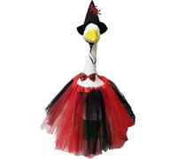 Zuasdvnk Costumes Halloween pour oies de pelouse, robe pour animaux de jardin, avec chapeau de fête en plein air, décoration porche statue oies 58 cm