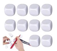 Zuasdvnk Dés en Acrylique Vierges, dés Blancs arrondis - 10X Blocs de Cubes Blancs arrondis en Acrylique - Jouet Artisanal à Six Faces pour écrire sur des dés de Graffiti, pour la Peinture, Les