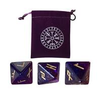 Zuasdvnk Écrous polyédriques, Dés 3 pièces pour divination, Écrous en résine, dés runiques à plusieurs côtés pour l'apprentissage de l'astrologie pour adultes