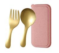 Zuasdvnk Ensemble de fourchettes et cuillères, petit couverts avec cuillère et fourchette | couverts en acier inoxydable avec porte-couverts pratique pour enfants et adultes pique-nique camping