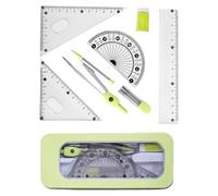 Zuasdvnk Ensemble de règles de dessin, ensemble de règles et rapporteur, kit de règle de géométrie mathématique, ensemble de règles de boussole de dessin avec rapporteur mathématique, ensemble de