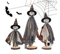 Zuasdvnk Fantôme d'halloween | 3 Pièces Figures Fantôme Halloween | Sculpture en Bois Rustique pour Maison Table, Décoration de Maison Fête