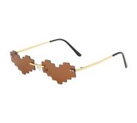 Zuasdvnk Lunettes de soleil drôles, lunettes de soleil en forme de coeur - Lunettes de soleil amusantes avec coeur en mosaïque - Lunettes colorées sans monture en mosaïque, lunettes de plage à la mode