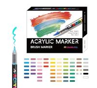 Zuasdvnk Marqueurs à colorer, avec pointe souple à pinceau pour colorier, ensemble de matériaux artistiques polyvalents pour projets créatifs sur verre céramique, bois, pierre tissu et toile