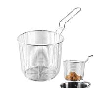 Zuasdvnk Panier à frites, Panier à frites rond,Panier à frites avec poignée anti-brûlure pour pot | Grand panier en maille résistant à la chaleur