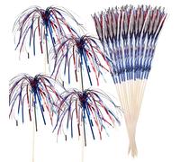 Zuasdvnk Pics à cocktail - Piques patriotiques en feu d'artifice - Décorations patriotiques, cure-dents amusants pour apéritif, barbecue, boisson à la maison