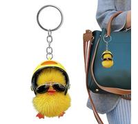 Zuasdvnk Porte-clés décoratif en forme de canard moelleux - Porte-clés décoratif de sac à dos en fourrure - Porte-clés décoratif pour homme, Little Yellow Duck (version casque), Siehe Beschreibung