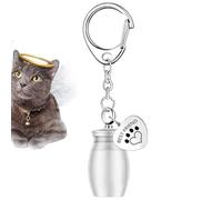 Zuasdvnk Porte-clés urne pour animal de compagnie - Porte-clés urne pour animaux de compagnie - Porte-clés pour chien - Cylindre de crémation, souvenir, porte-clés commémoratif avec empreinte de patte