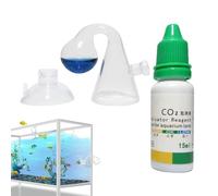 Zuasdvnk Solution de vérification des gouttes de CO2, moniteur de CO2 pour aquarium, testeur de gouttes en verre, indicateur de pression à long terme, 15 ml