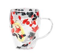 Zuasdvnk Tasse à fleurs, tasse avec fleurs | Tasse en verre à double paroi de 350 ml avec fleurs séchées,Tasse à thé en verre floral avec poignée, tasse esthétique résistante à la chaleur pour le lait