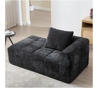 Zubaliya Canapé Chaise Longue Confortable avec Poches latérales, canapé 1 Places avec Coussins, Poches latérales pour télécommande et téléphone Portable,canapé 2 Places,Chenille,Noir