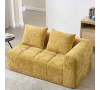 Zubaliya Canapé Confortable pour 2 Personnes, canapé Moelleux avec Coussins, Poches latérales pour Ranger la télécommande et Le téléphone Portable, canapé Double soigné et élégant (Jaune,2 Seat)