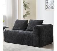 Zubaliya Canapé Confortable pour 2 Personnes, canapé Moelleux avec Coussins, Poches latérales pour Ranger la télécommande et Le téléphone Portable, canapé Double soigné et élégant (Noir,2 Seat)