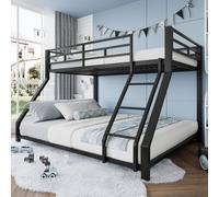 Zubaliya Lit superposé Enfant 90x200 et 140x200 cm,lit Enfant avec Barriere, lit Mezzanine 2 Places,marchepied,certifié EN747,sans Matelas,métal,Noir