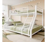 Zubaliya Lit superposé Enfant 90x200 et 140x200 cm,lit Enfant avec Barriere, lit Mezzanine 2 Places,marchepied,certifié EN747,sans Matelas,métal,Blanc