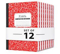 ZUBBLLE Composition Notebook 12 Pack, College Ruled Paper, Notebooks for School, School Comp Book, 9-3/4 x 7-1/2 Inches, 100 Sheets, 200 Pages Marble Covers - Red