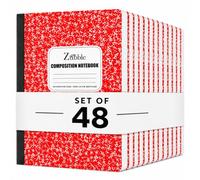 ZUBBLLE Composition Notebook 48 Pack, College Ruled Paper, Notebooks for School, School Comp Book, 9-3/4 x 7-1/2 Inches, 100 Sheets, 200 Pages Marble Covers - Red