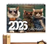 Zubehors Calendrier Chat 2026,Calendrier 12 Mois Chat Mode pour Maison - Janvier à Décembre 2026 Double Anneaux - Organisateur Mural Maison Bureau Salle d'Étude Décor Scolaire Planification