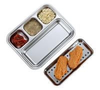 Zubehors Plat À Sauce Divisé | Plateau à Condiments BBQ Divisé - Plats de Service à 4 Compartiments pour Snacks Camping Sushi Party Apéritif