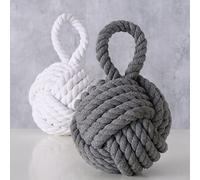 Zuber Lot de butoirs de porte en toile de jute Blanc/gris 1,2 kg - 15 cm x 15 cm 23 cm