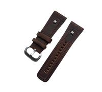 ZUC Bracelet de montre classique en cuir véritable avec rivets pour montre Seven Friday Noir Marron Boucle ardillon 28 mm, 28mm, Agate