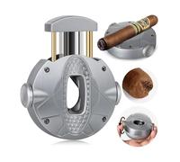 ZUC V-Cutter 3 en 1 en acier inoxydable, outil de coupe de précision professionnel avec support intégré et base rotative, tondeuse ronde ergonomique (argent)