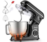 Zuccie Robot Pâtissier 1500W 8L Robot Patissier Multifonctions Écran LCD + Fonction de Fermentation Robot Petrin avec Fouet, Batteur, Crochet et Pare-éclaboussures,6 Vitesses (Noir)