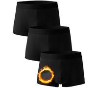 Zueauns Caleçon Thermique pour Hommes Calecons de Couche de Base Doublé en Polaire pour Temps Froid, Chaude Caleçons Homme Boxers Shorts Confort sous Vêtements Thermique Hiver Base Layer Shorty