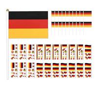 Zueyen 40er Set Autocollants Et Drapeau, 20x Mini Drapeaux À Main, 20x Autocollants Résistants À L'Eau, Articles De Fan Pour Décoration, Match De Foot, Équipe Nationale, Fête Sportive (A)
