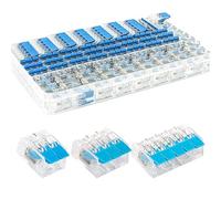 Zueyen 75 PièCes CâBle éLectrique Pinces Petit Design Avec Transparent 35 Pinces 2 Broches 25 Pinces 3 Broches 15 Pinces 5 Broches BoîTe De Rangement (Bleu)