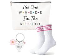 ZUFIO Cadeaux de fiançailles - Cadeau de fiançailles pour couples, trousse de maquillage pratique, chaussettes confortables et charmant porte-clés, cadeaux de mariage pour couple et cadeau de