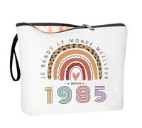 ZUFIO Grande Taille Cadeau Femme 40 Ans, Trousse Maquillage Personnalisée 1985 (L)