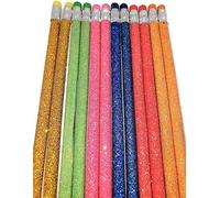 Zugar Land Sparkle Glitter Fun #2 Lot de 12 crayons de 19 cm 6 couleurs pailletées : jaune, rouge, rose, vert, bleu et orange