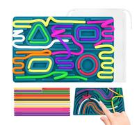 ZUGHXMS Sensory Activity Board, Sensory Activity Board Silicone, Double Sided Activity Board, with 15 Silicone Strings for Calming Anxiety ADHD & Autis Suitable for Children Over 3 Years (Bleu)