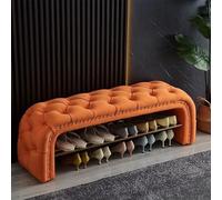 ZUGIATP Banc À Chaussures À 2 Niveaux avec Siège Coussiné Banc De Rangement Ottoman Home Decoration pour Chaussures pour EntréE Salon Ou Chambre(Orange Color,80 * 30 * 43cm/31 * 11 * 16in)