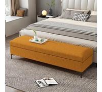 ZUGIATP Banc De Rangement À Chaussures D'entrée avec Siège Rembourré en Cuir PU Banc De Rangement Ottoman Rangement Caché pour Chaussures pour EntréE(Amber Yellow,80cm/31in)