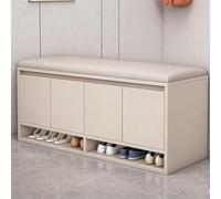 ZUGIATP Banc De Rangement, Banc À Chaussures À 2 Niveaux avec Siège Coussiné, Rangement Caché, Tablettes Réglables, Home Decoration, pour Fenêtre D'entrée(Milk Coffee Color Ordinary Style,47in/120cm)