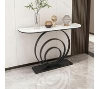 ZUGIATP Console Couloir Étroit Luxe Léger Nordique Ardoise Table D'entrée avec Cadre en Fer Noir Console Meuble Entree Table D'appoint pour Entrée Salon(BlackC,120 * 30 * 80cm/47 * 11 * 31in)