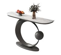 ZUGIATP Console Couloir Étroit Luxe Léger Nordique Ardoise Table D'entrée avec Cadre en Fer Noir Console Meuble Entree Table D'appoint(Black B,100cm/39.4in)