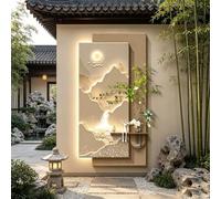 ZUGIATP Décoration Murale en Grès, Art Mural 3D avec Éclairage LED, Incluant Vase Et Plante Artificielle, Alimentation Secteur, pour Entrée Et Salon.(Style A,19 * 39in/50 * 100cm)