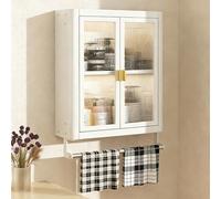 ZUGIATP Étagère À Épices d'angle À 2 Ou 3 Niveaux pour Cuisine Placard Mural Suspendu Grande Capacité avec Porte Construction Robuste pour Salle De Bain(White,Double Layer)